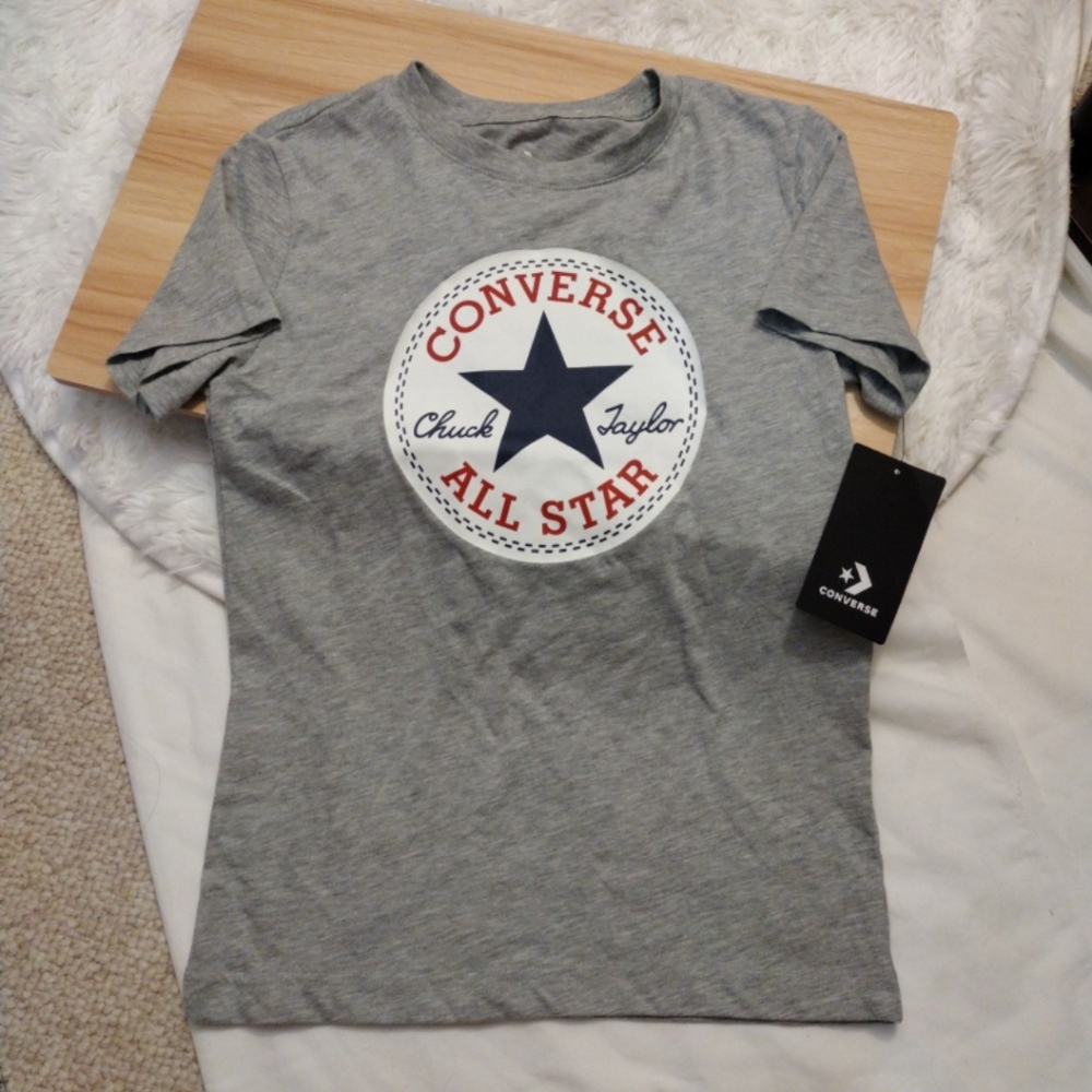 Converse Chuck Taylor All Star Gray Kids Small (8-10 Yrs) Tee 🆕